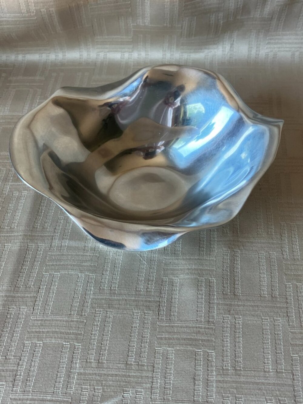 Beatriz Ball Small Silver Vento Oval Bowl/ Handmade
